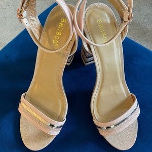 Bamboo High Heel Sandal with Ankle Strap Size 9